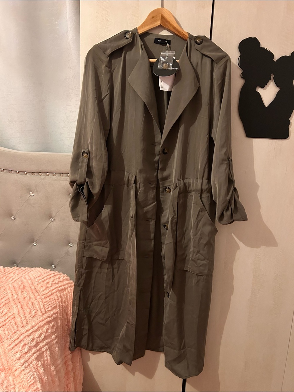 mittoshop Olive Green Drawstring Trench Dress - Picture 2 of 4